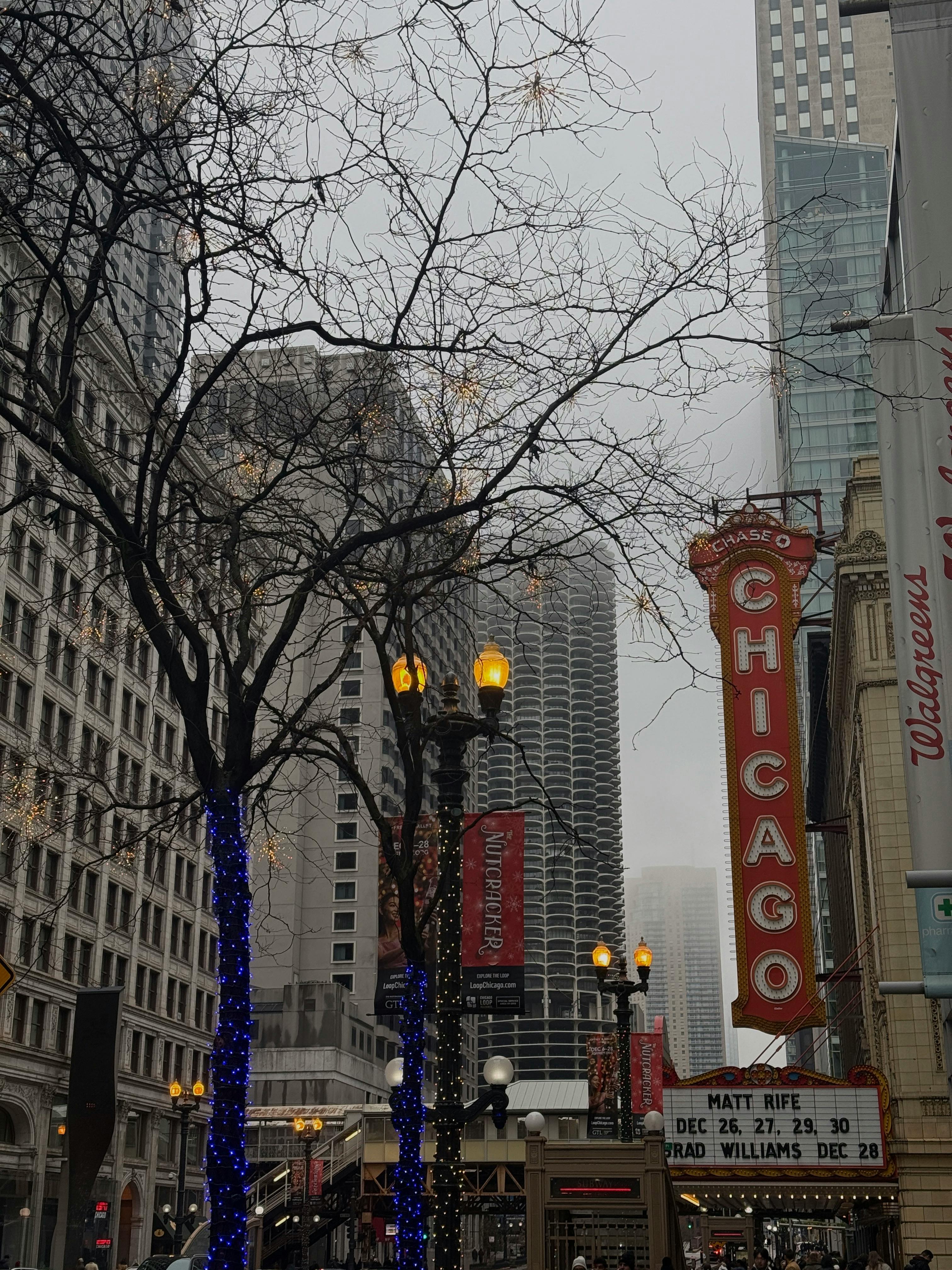 Gratuit Cartierul Teatrelor Din Chicago în Timpul Iernii Fotografie de stoc