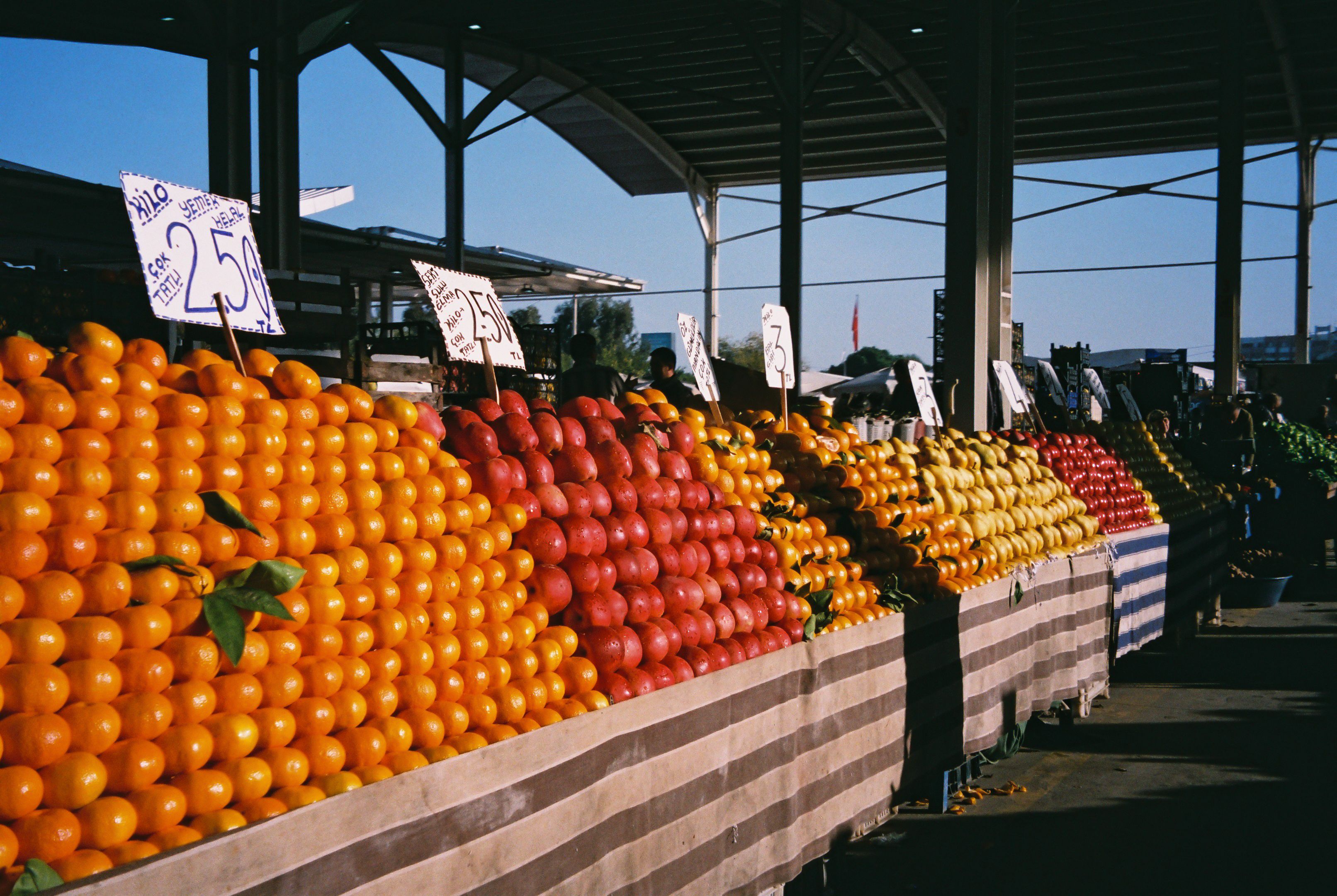 Stalls of fruit and vegetables at Zhenski Pazar market