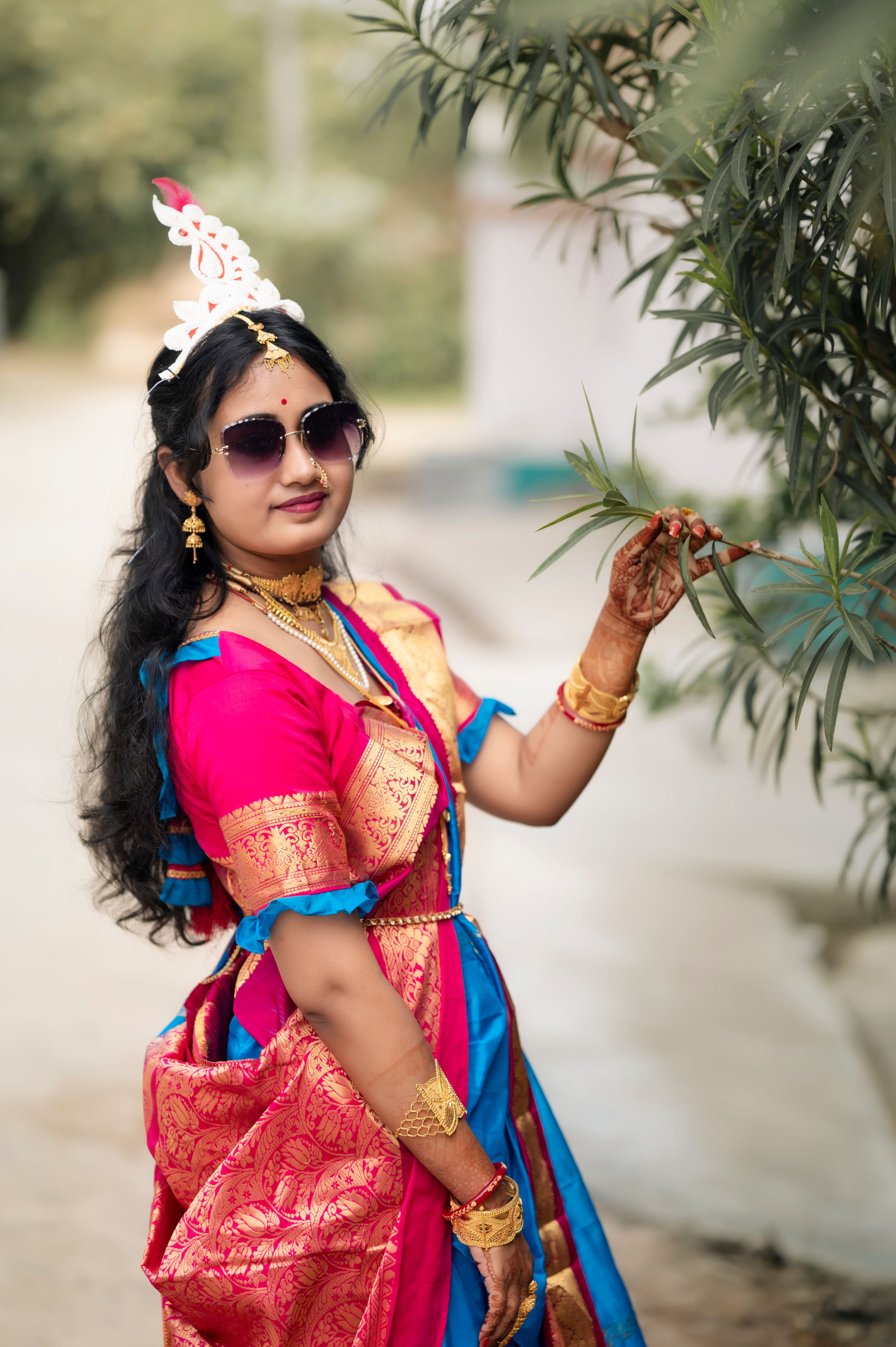Woman in Traditional Indian Attire Outdoors · Free Stock Photo