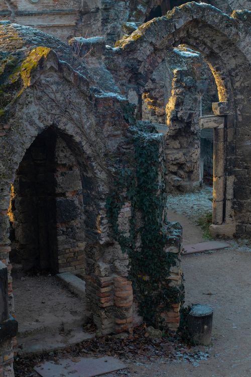 Free Explore the timeless beauty of ancient stone ruins with ivy-clad arches and textured walls. Stock Photo