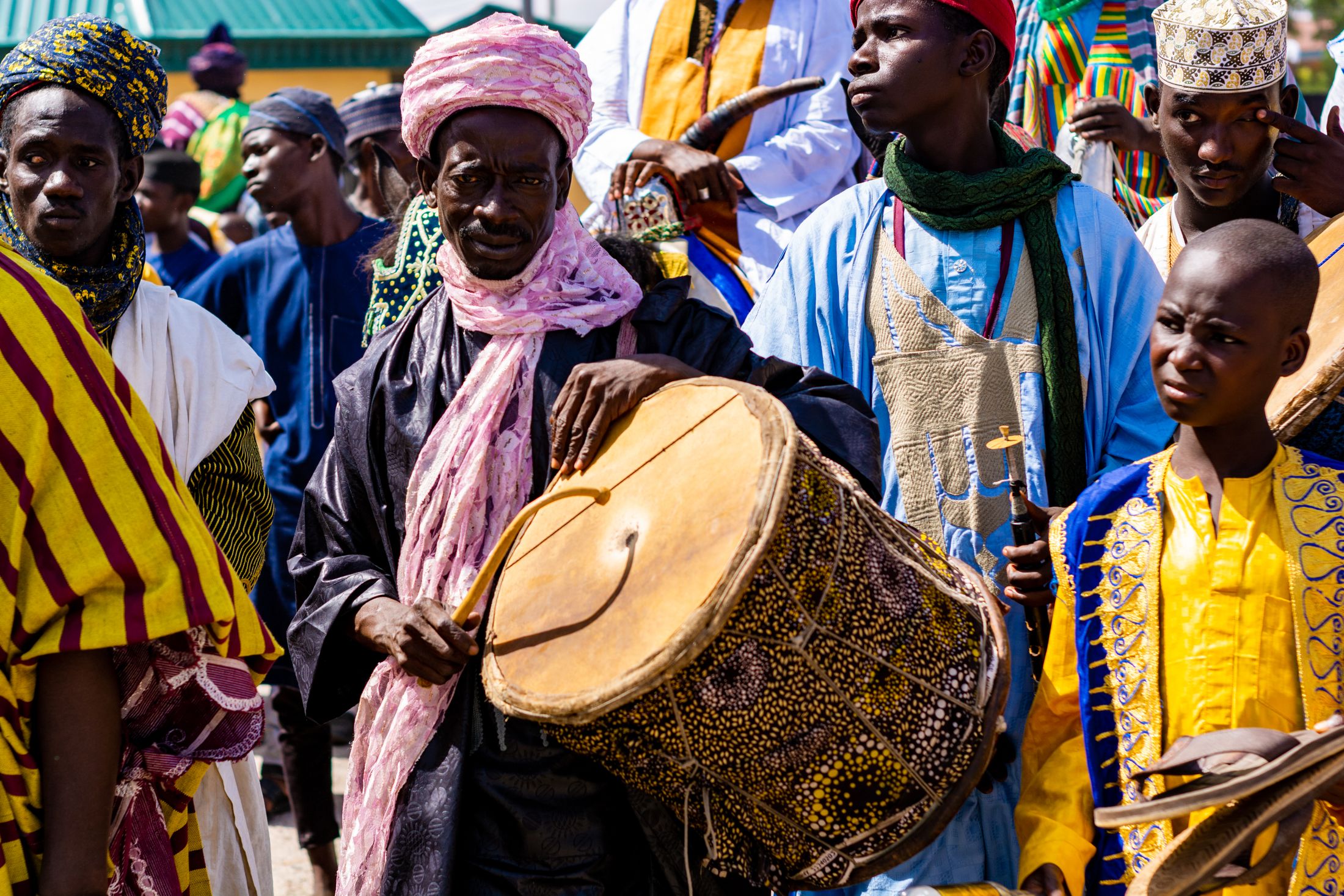Musicians playing drums at a cultural festival