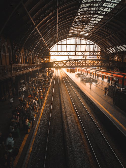 Crowd Standing at Train Station