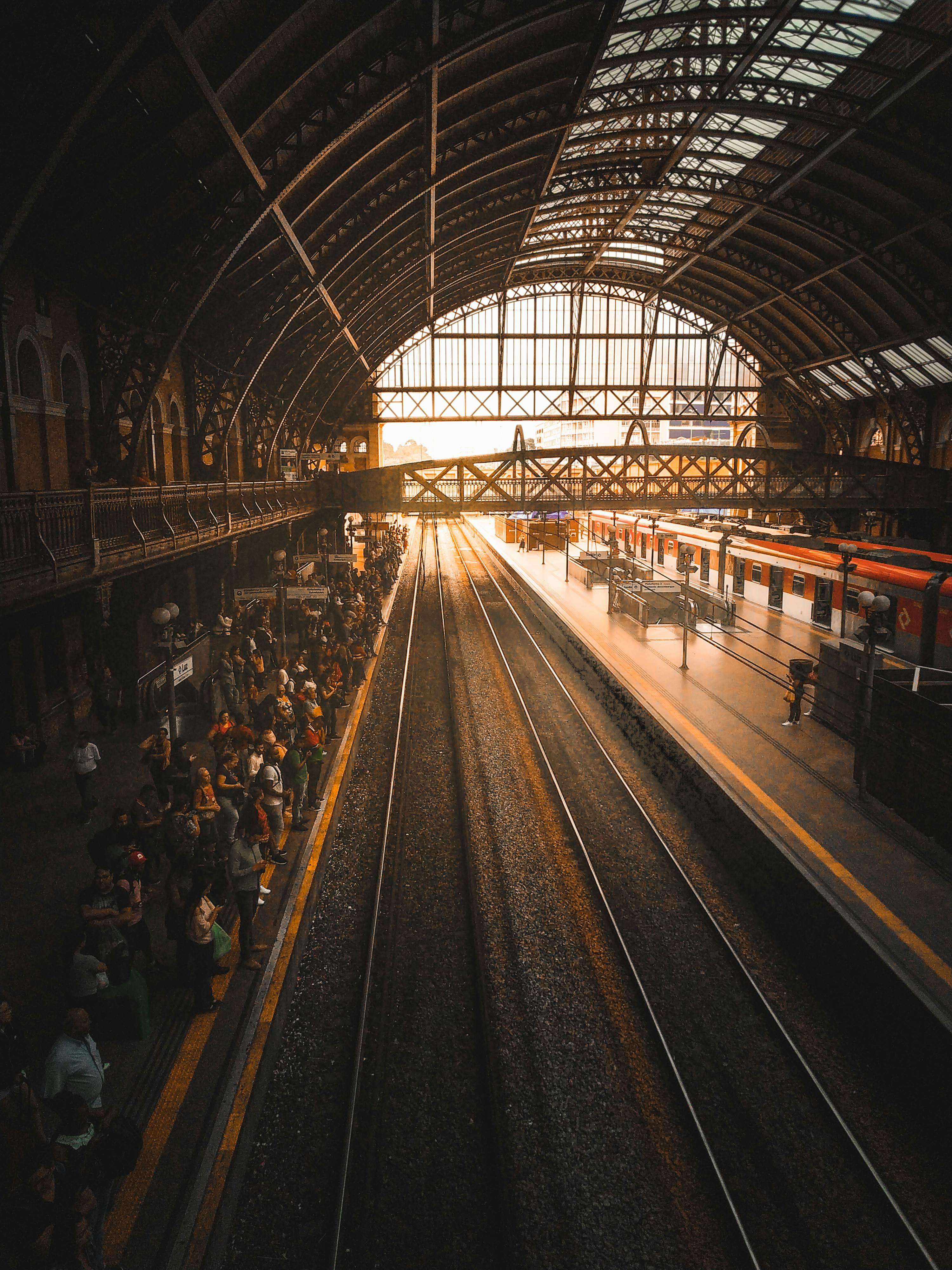 Crowd Standing at Train Station · Free Stock Photo