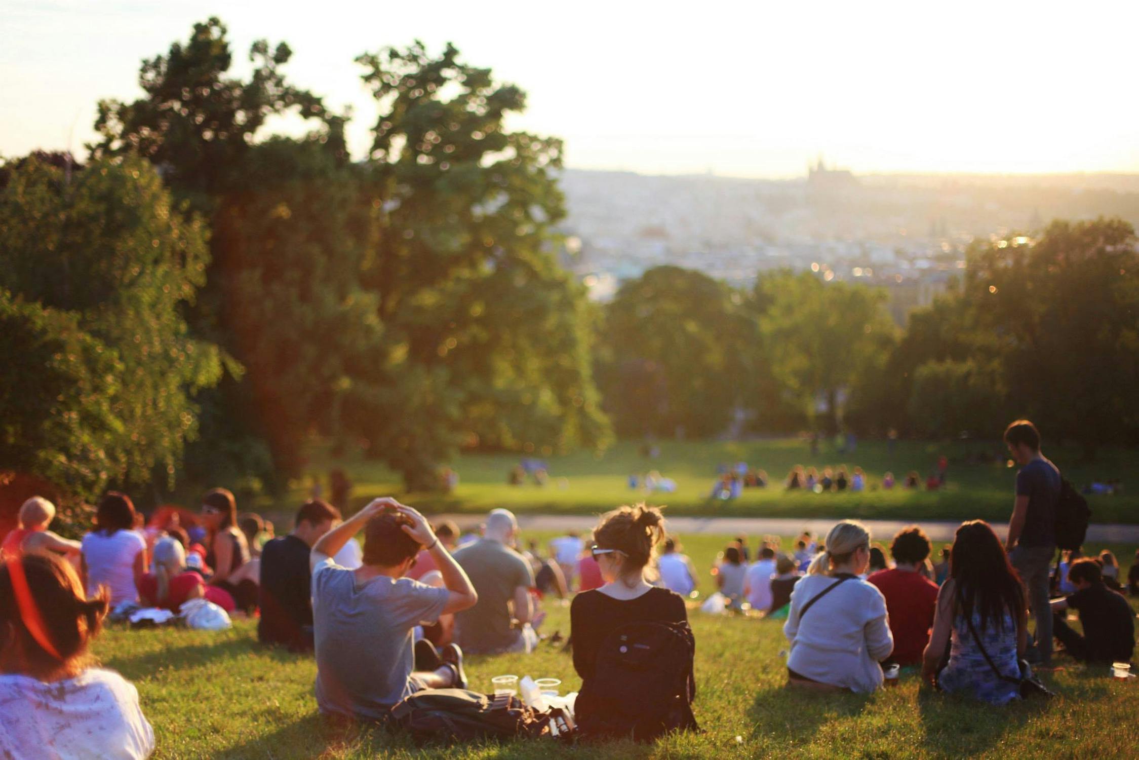 People sitting in the park.