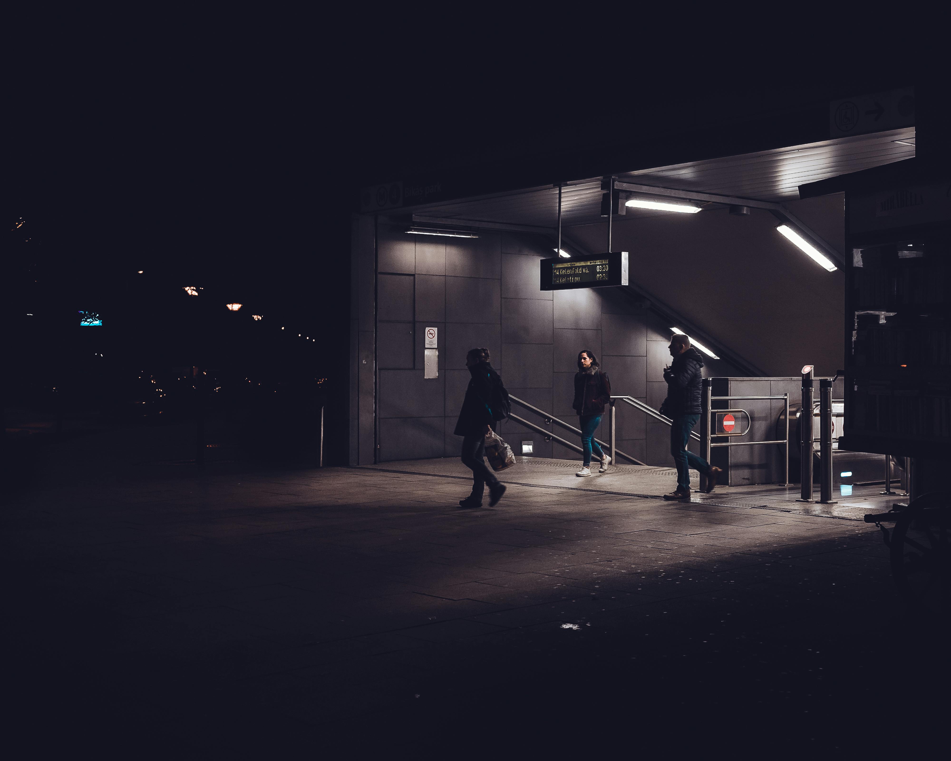 people coming out from the subway station