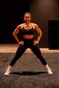Confident athletic woman posing in a gym in Atlanta, showcasing strength and fitness.