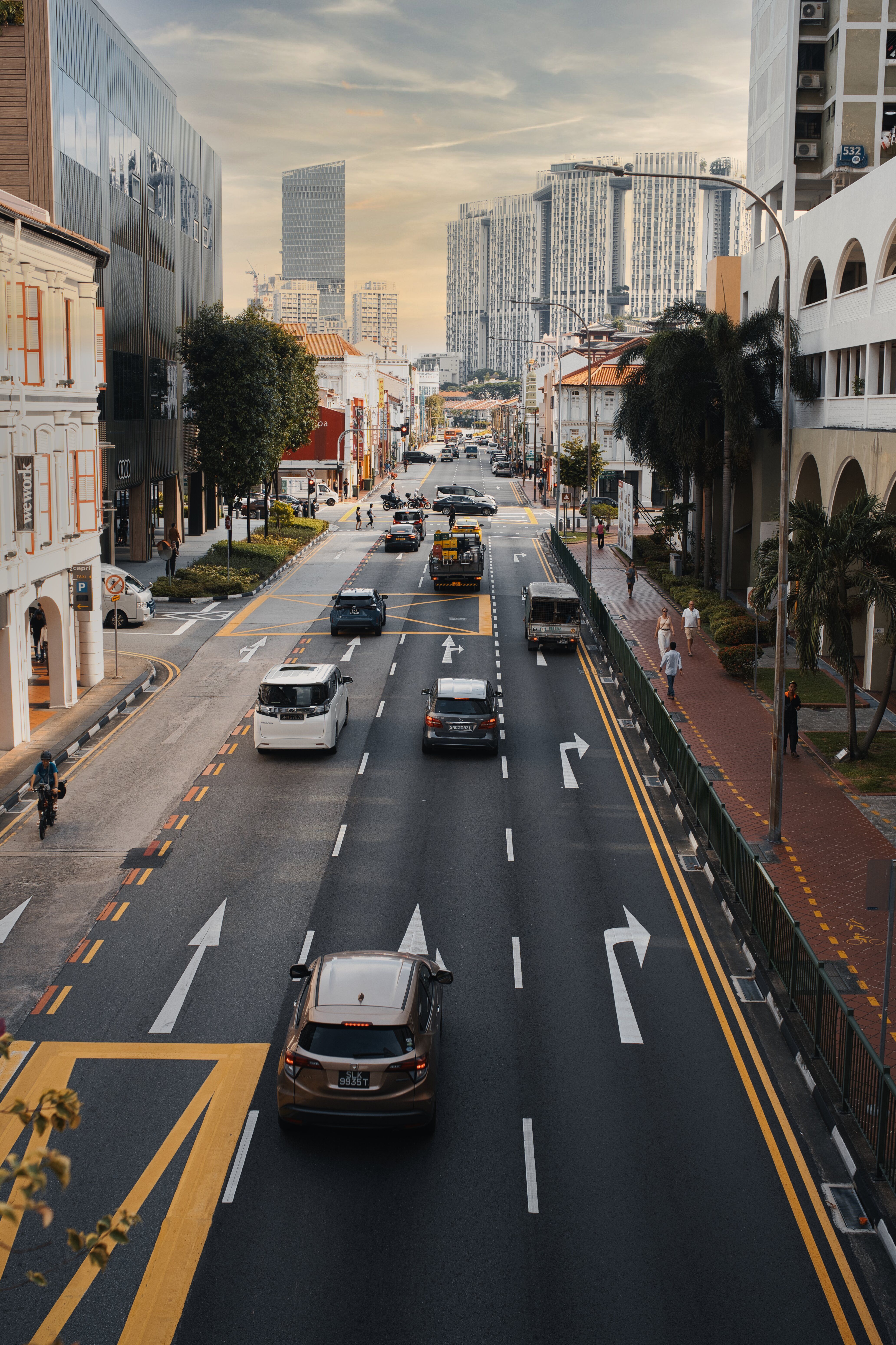 Aerial View of Busy Urban Street with Modern Buildings · Free Stock Photo