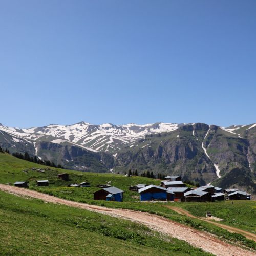 Free Charming mountain village in Çukur, Artvin with stunning views of snow-capped peaks. Stock Photo