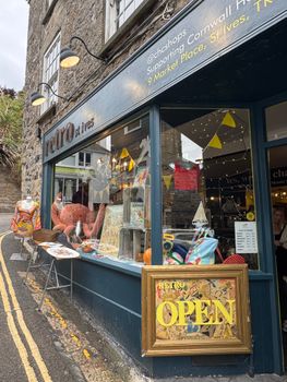 Retro vintage shop with eclectic items in St Ives, Cornwall.