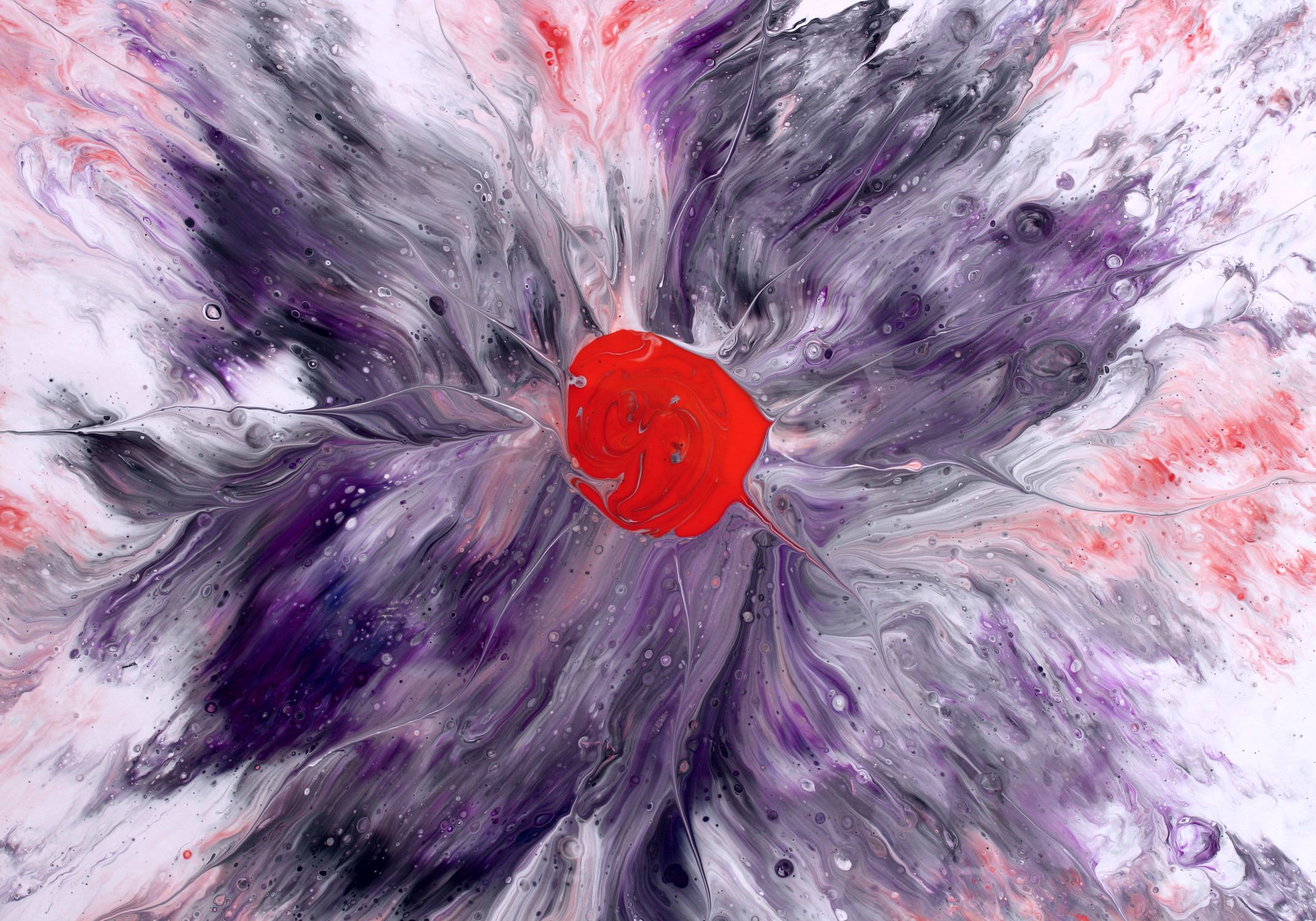 Vibrant Abstract Painting with Bold Red Center · Free Stock Photo