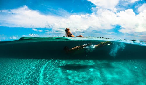 Free Man Underwater Stock Photo