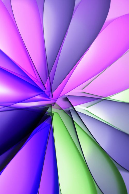 Free Vibrant abstract art showcasing dynamic geometric shapes in purple and green hues. Stock Photo