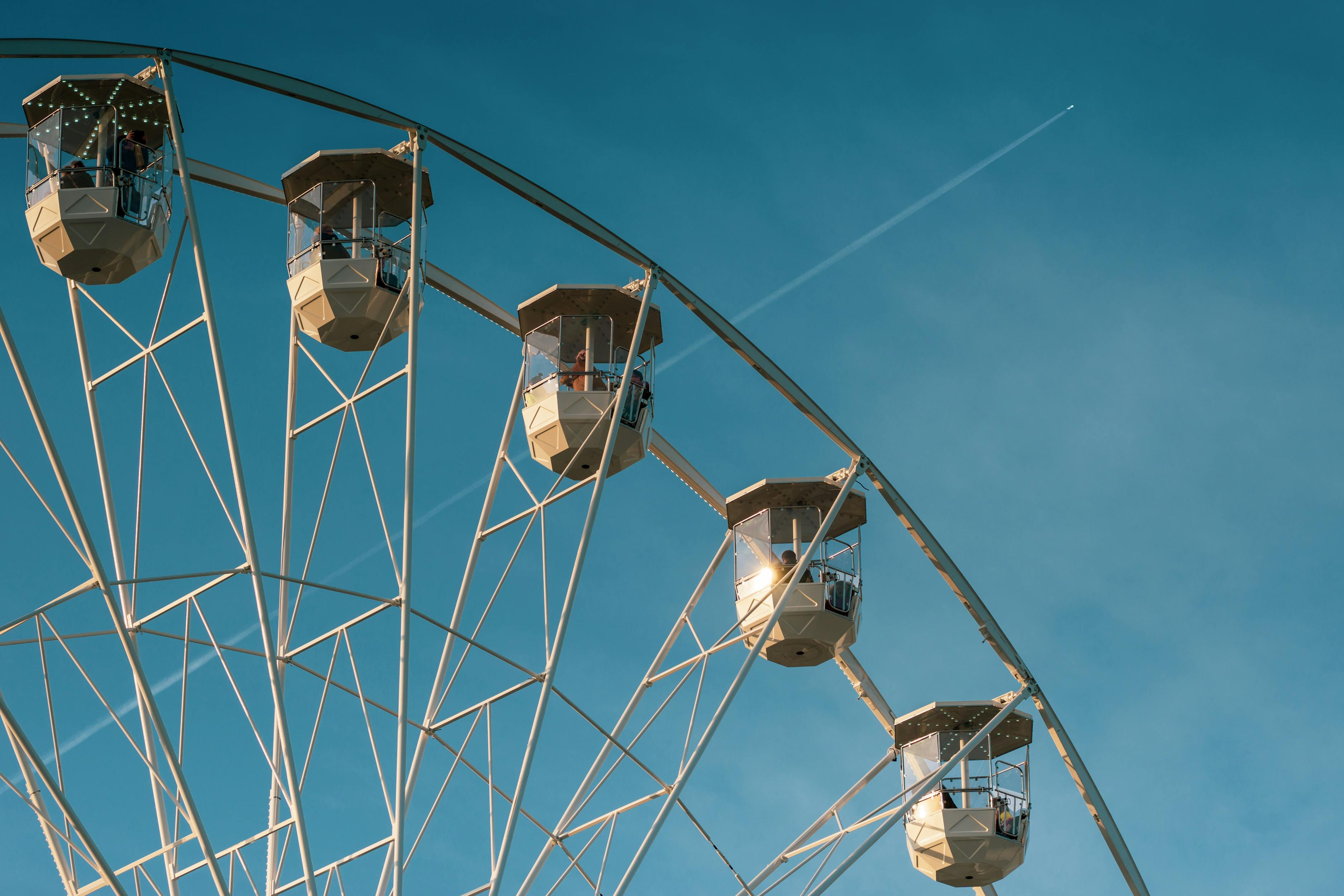 white and brown ferris wheel