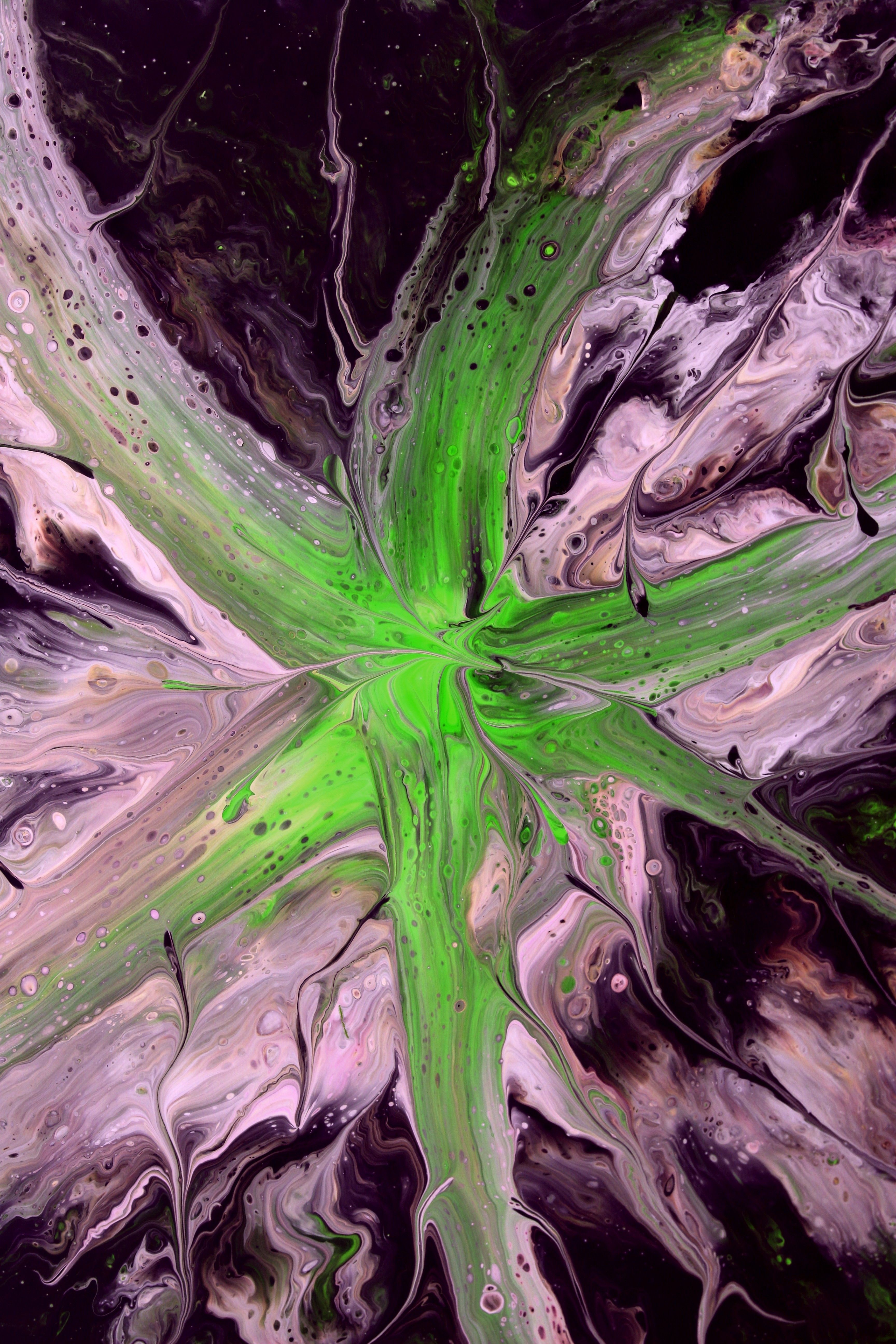 Abstract Green and Purple Acrylic Painting · Free Stock Photo