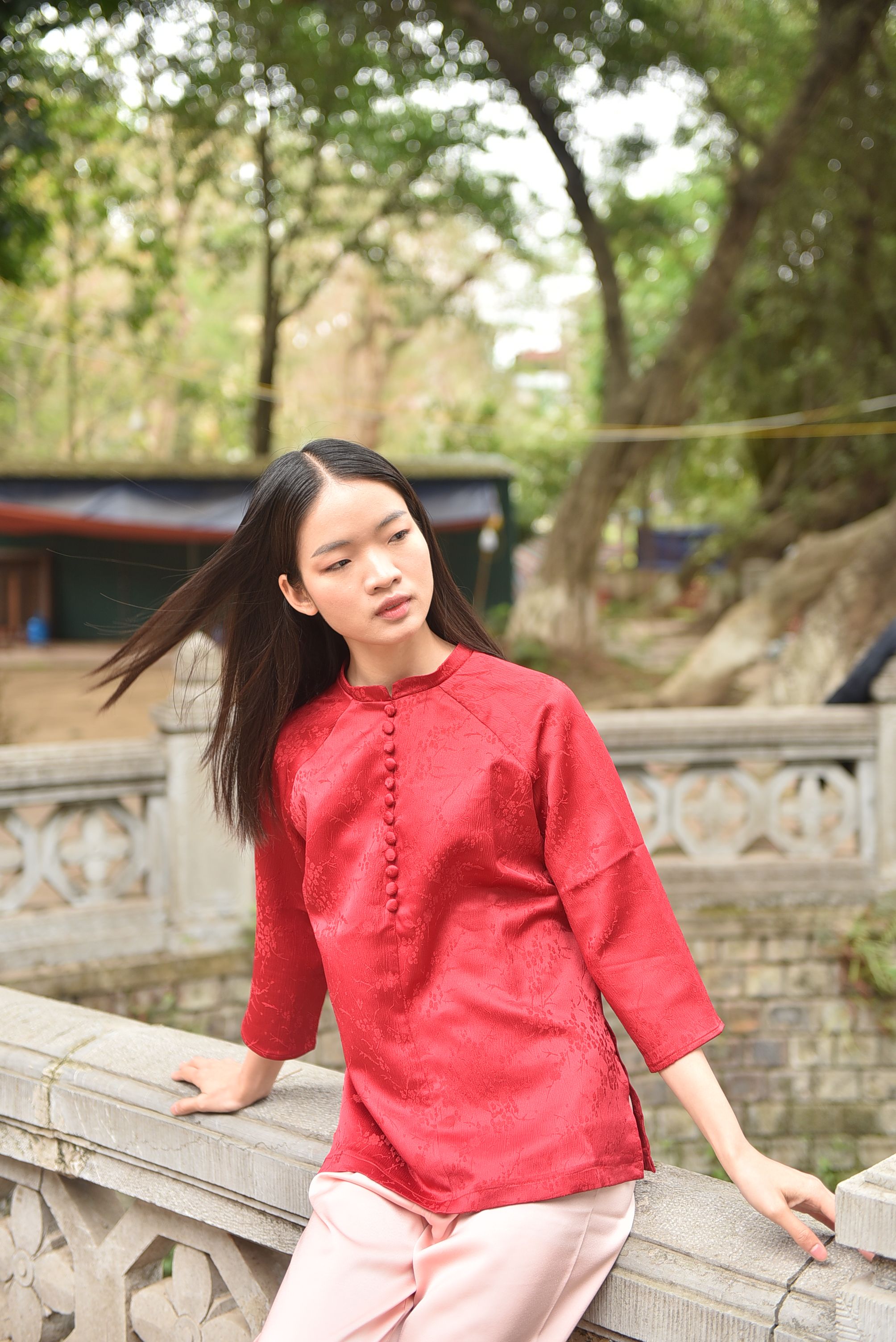Young Woman in Traditional Red Dress Outdoors · Free Stock Photo