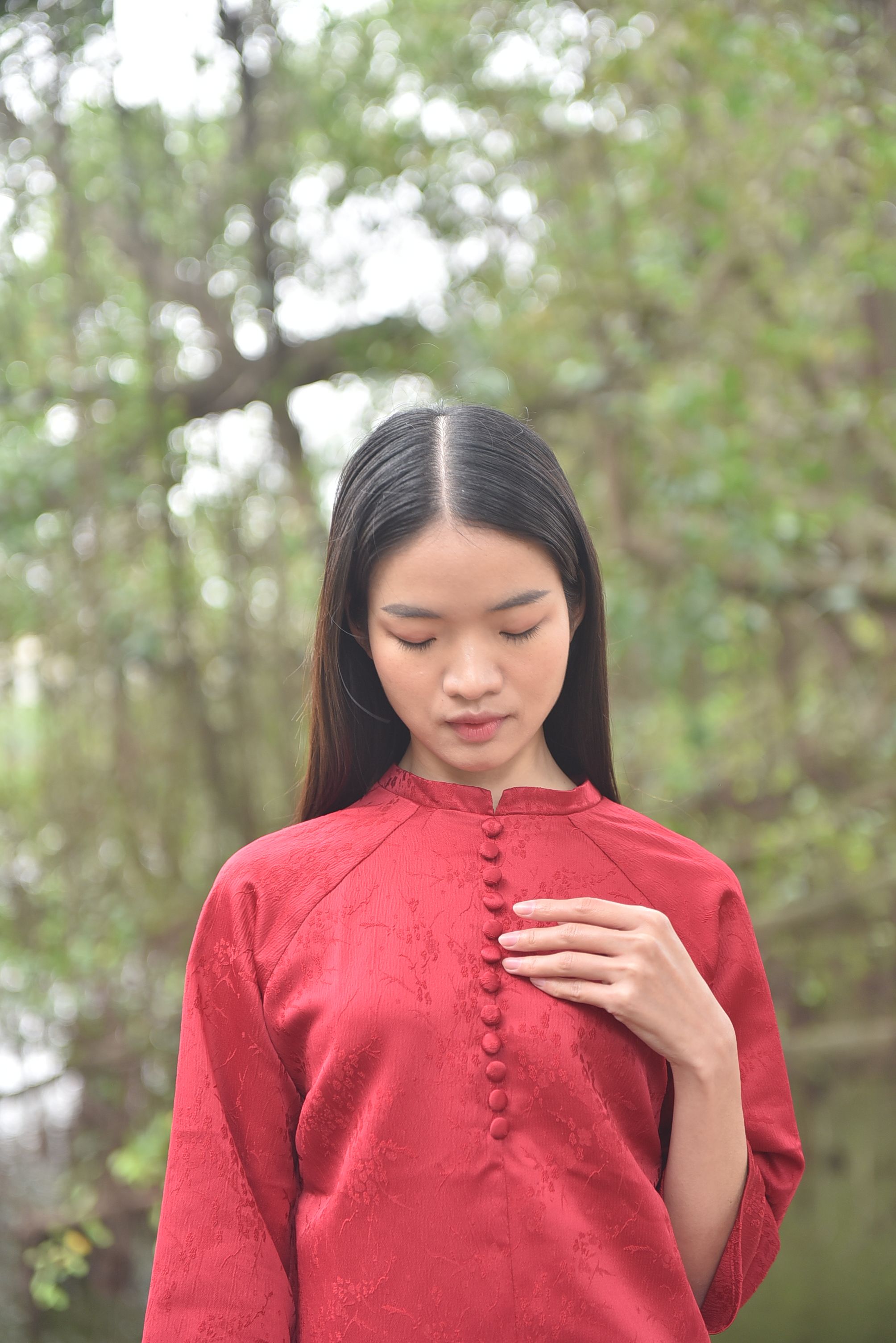 Young Woman in Traditional Red Dress Outdoors · Free Stock Photo