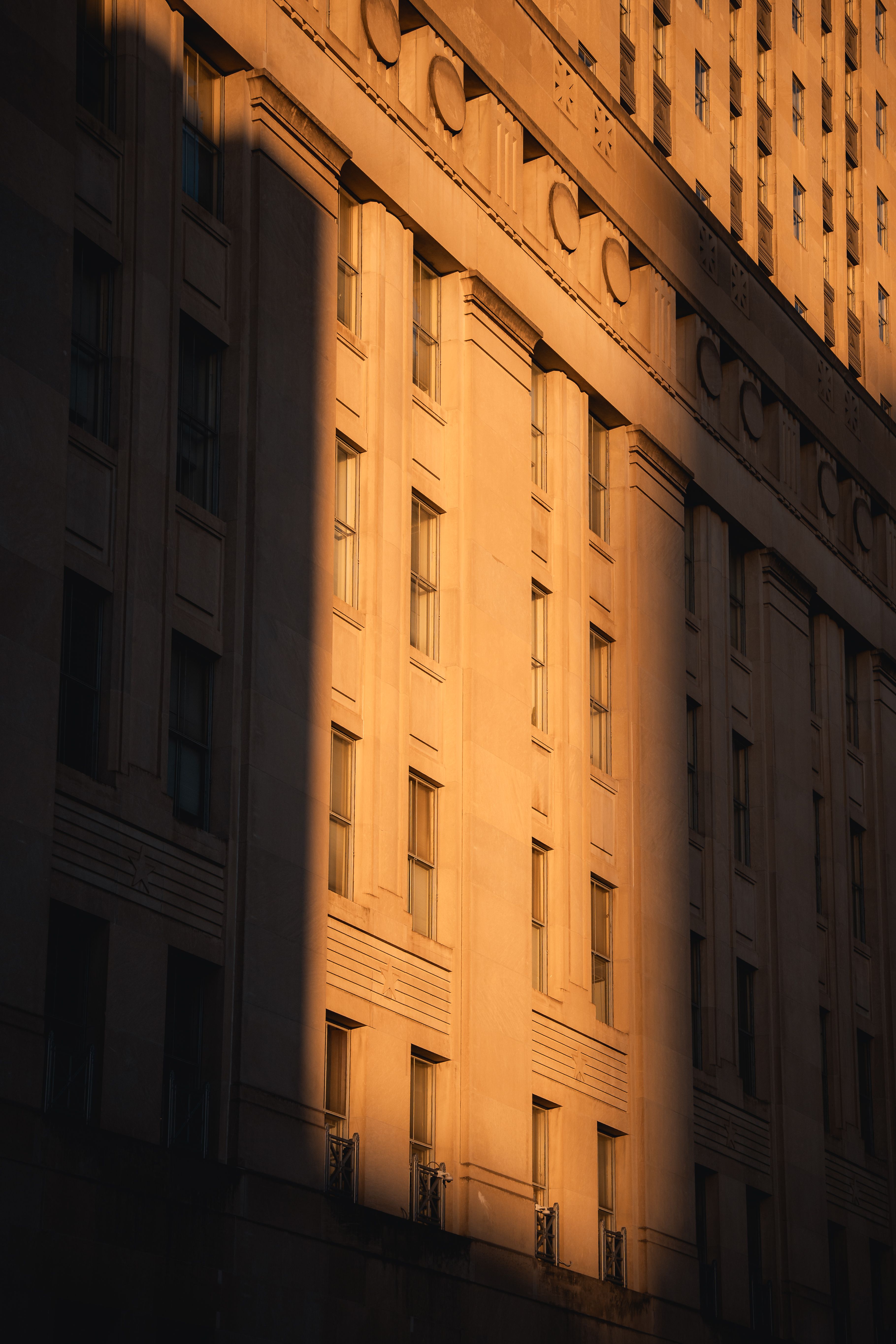 Golden Hour Light on New York Building Facade · Free Stock Photo