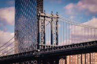 Manhattan Bridge with Skyscraper Backdrop in NYC