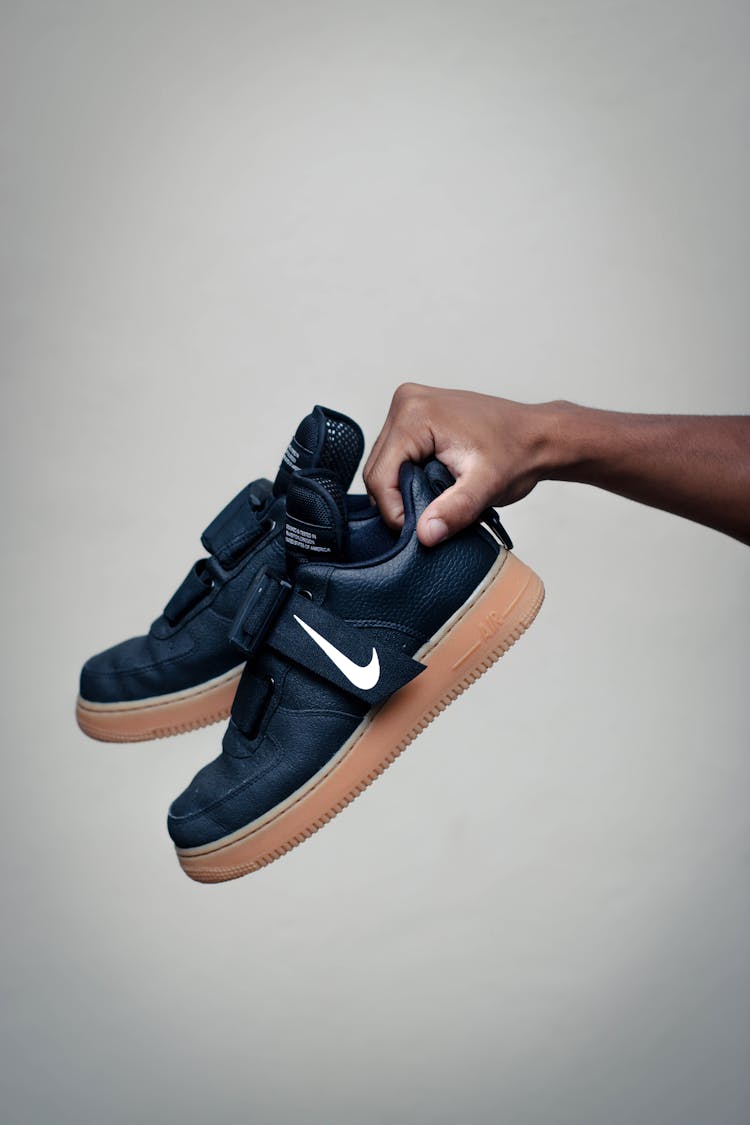 Pair Of Black Nike Air Force 1 Low-top Sneakers