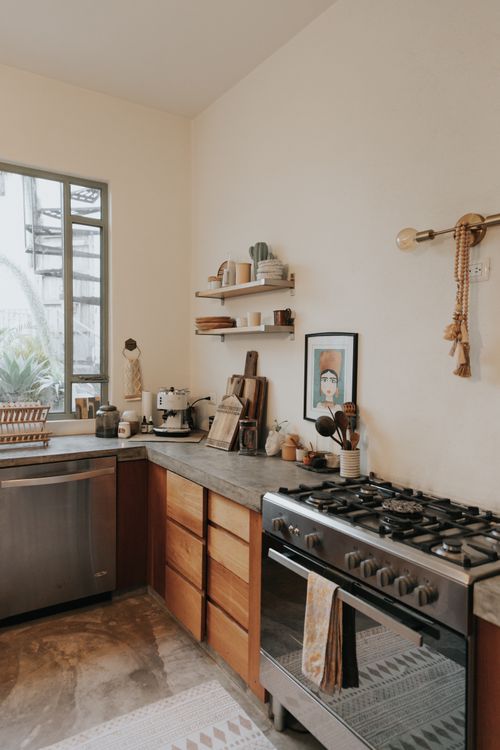 Free Warm and inviting kitchen interior in San Miguel de Allende, Mexico with rustic design. Stock Photo