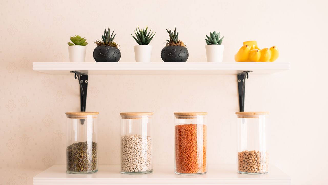 Simple sustainable minimalist living Simple organized shelf representing sustainable minimalist living habits