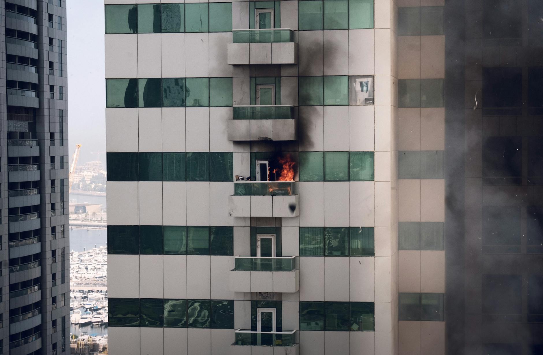 Burnt Apartment Balconies After High-Rise Fire