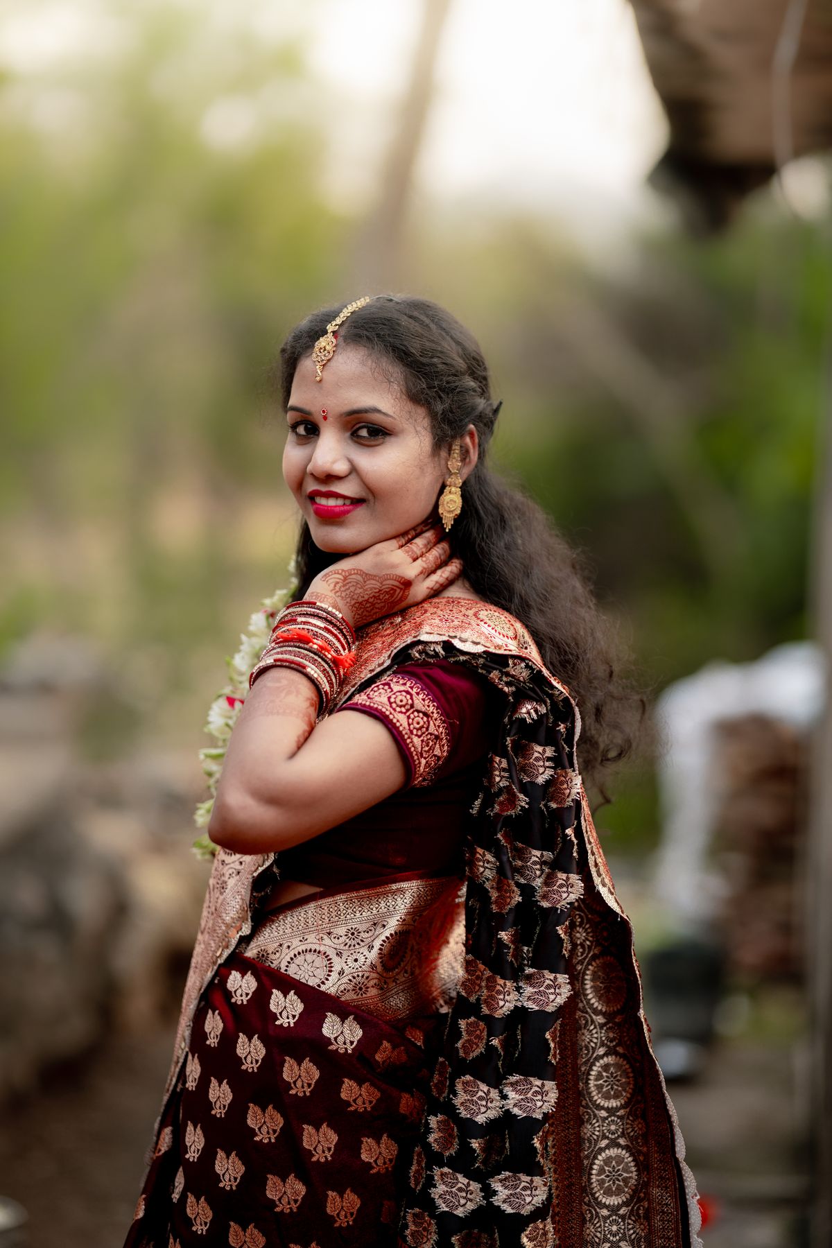 Elegant Woman in Traditional Indian Attire Outdoors · Free Stock Photo