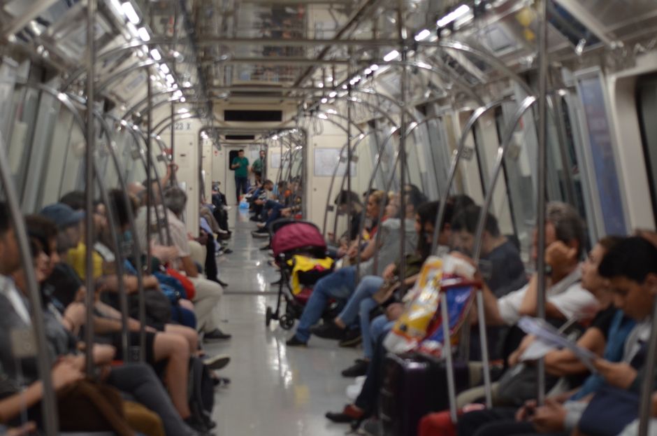 Clean and modern interior of a Doha Metro train in Qatar