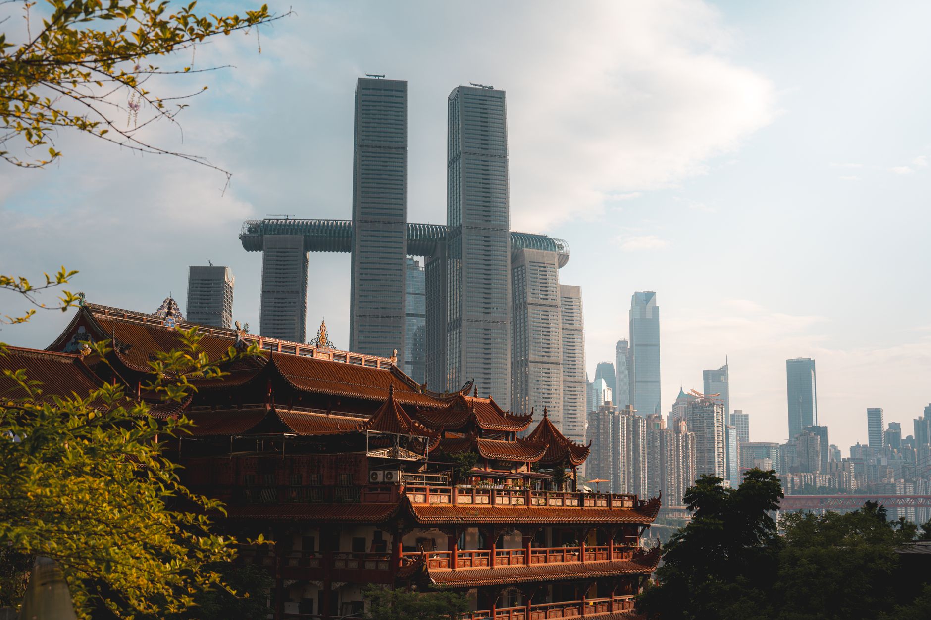 Discover the blend of modern skyscrapers and traditional architecture in Chongqing's breathtaking cityscape.