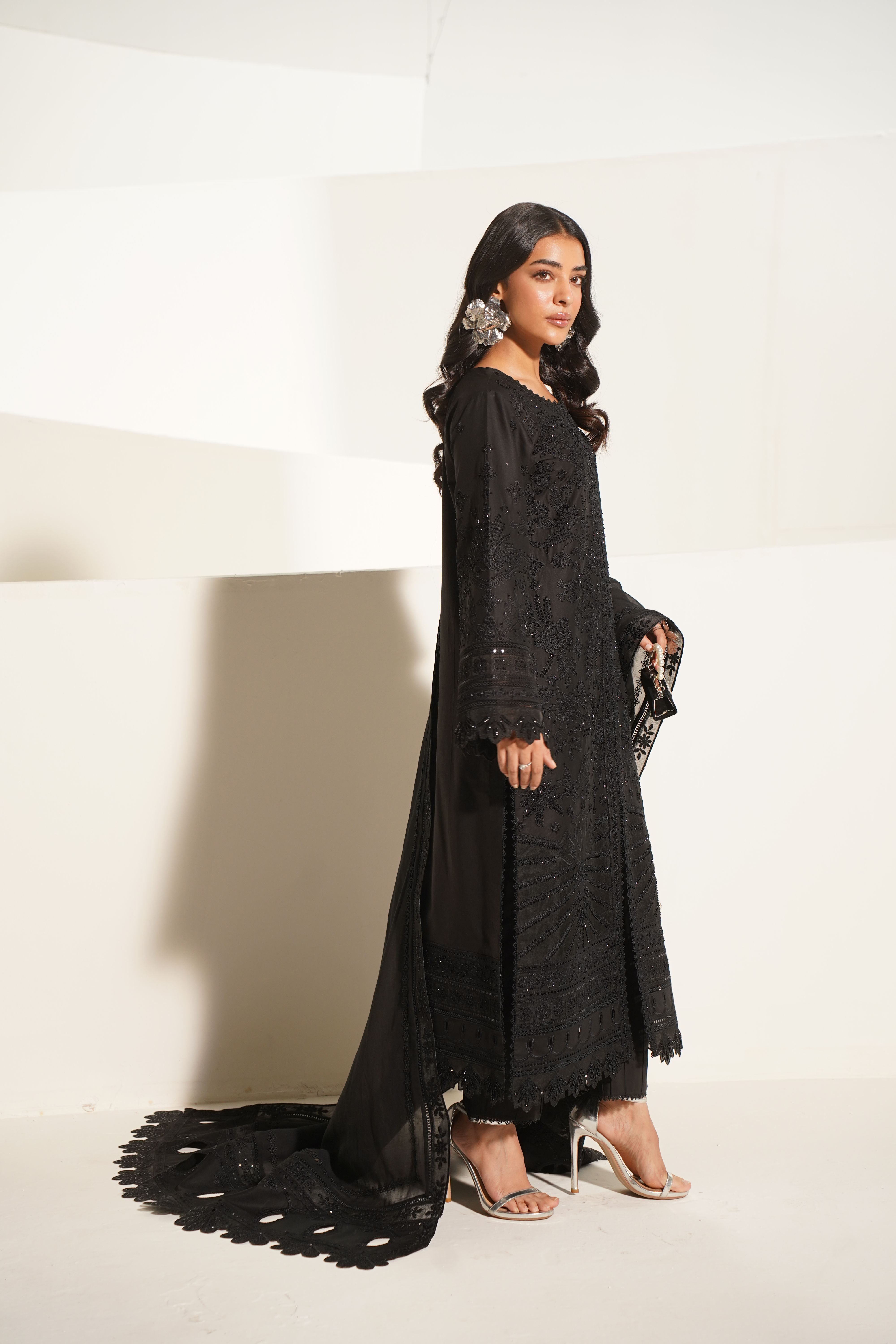 Stylish Black Embroidered Dress