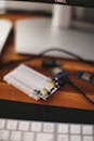 Close-up of Breadboard and Microcontroller on Desk
