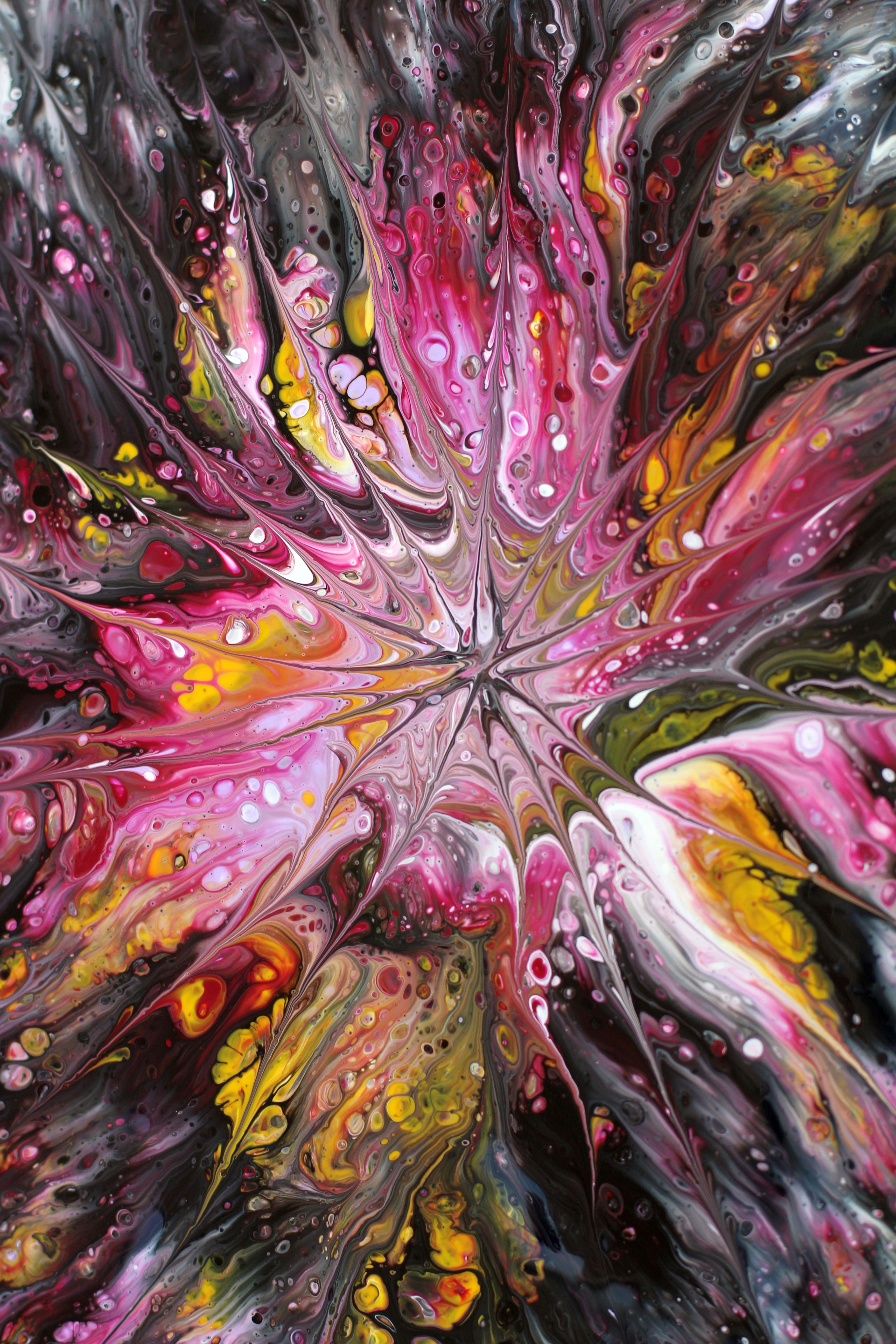 Colorful Abstract Fluid Acrylic Painting Free Stock Photo