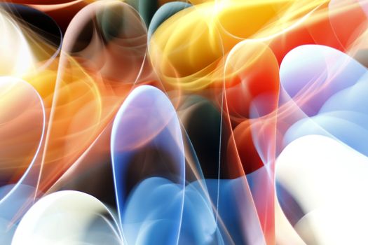 A dynamic display of colorful abstract swirls and curves creating a vivid and energetic composition.