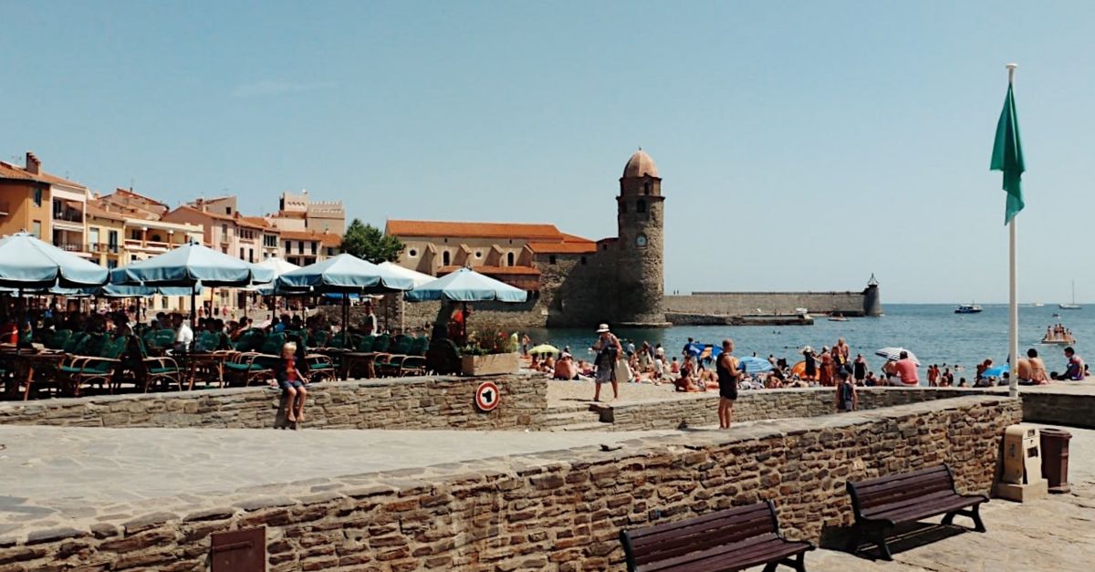 Schist cliffs and clear water on the Cote Vermeille near Collioure