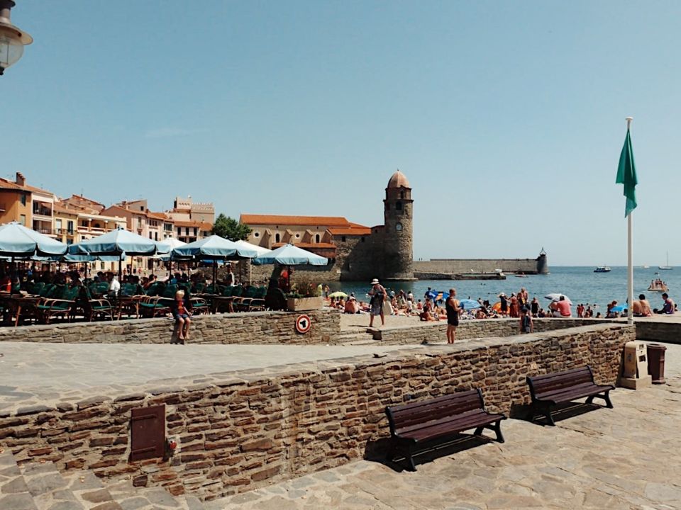Schist cliffs and clear water on the Cote Vermeille near Collioure