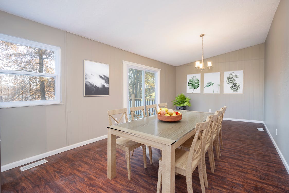 Photo Of Dining Table On Top Of Wooden Floor