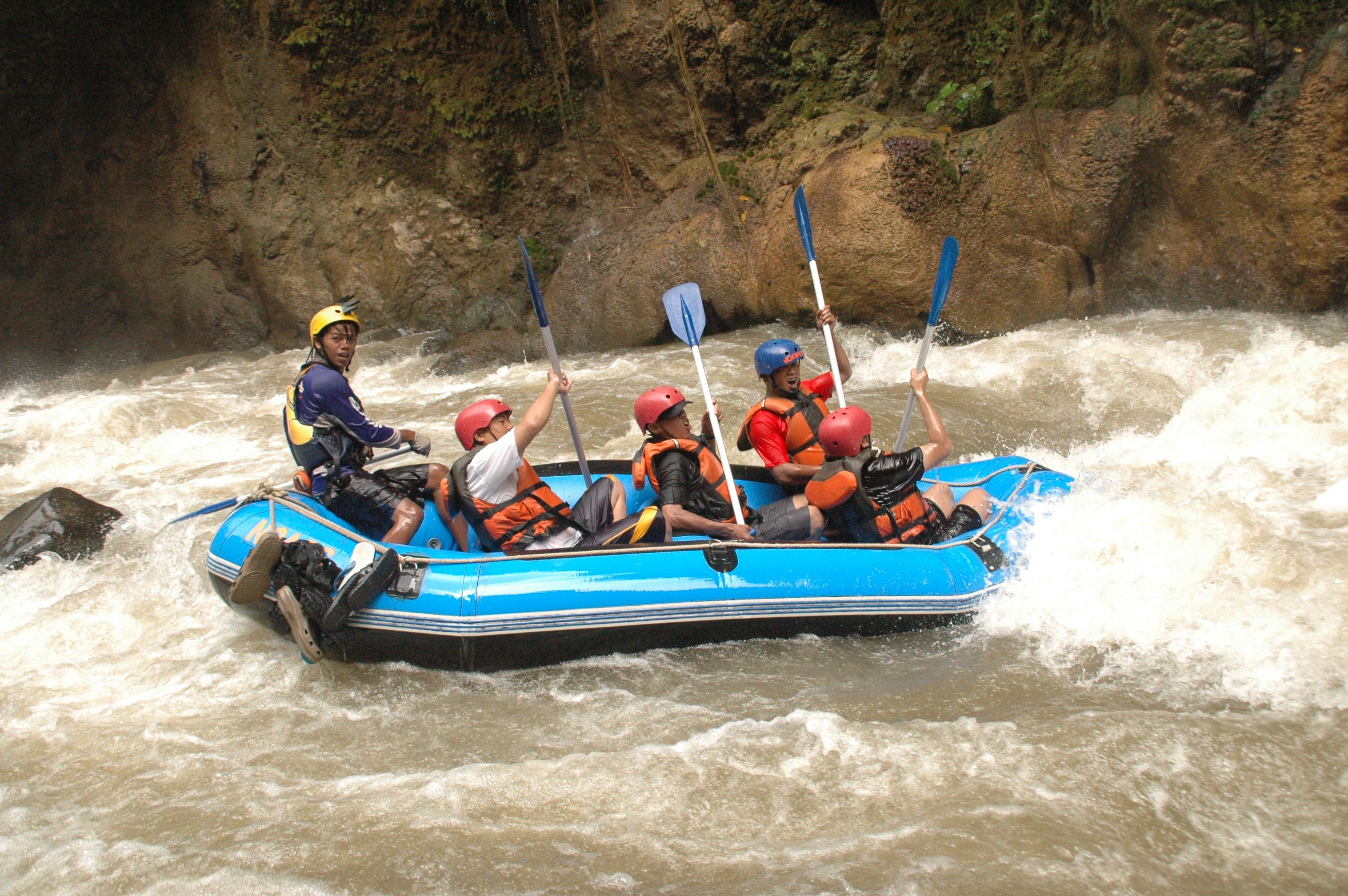 Whitewater rafting on a river near Tena, Ecuador