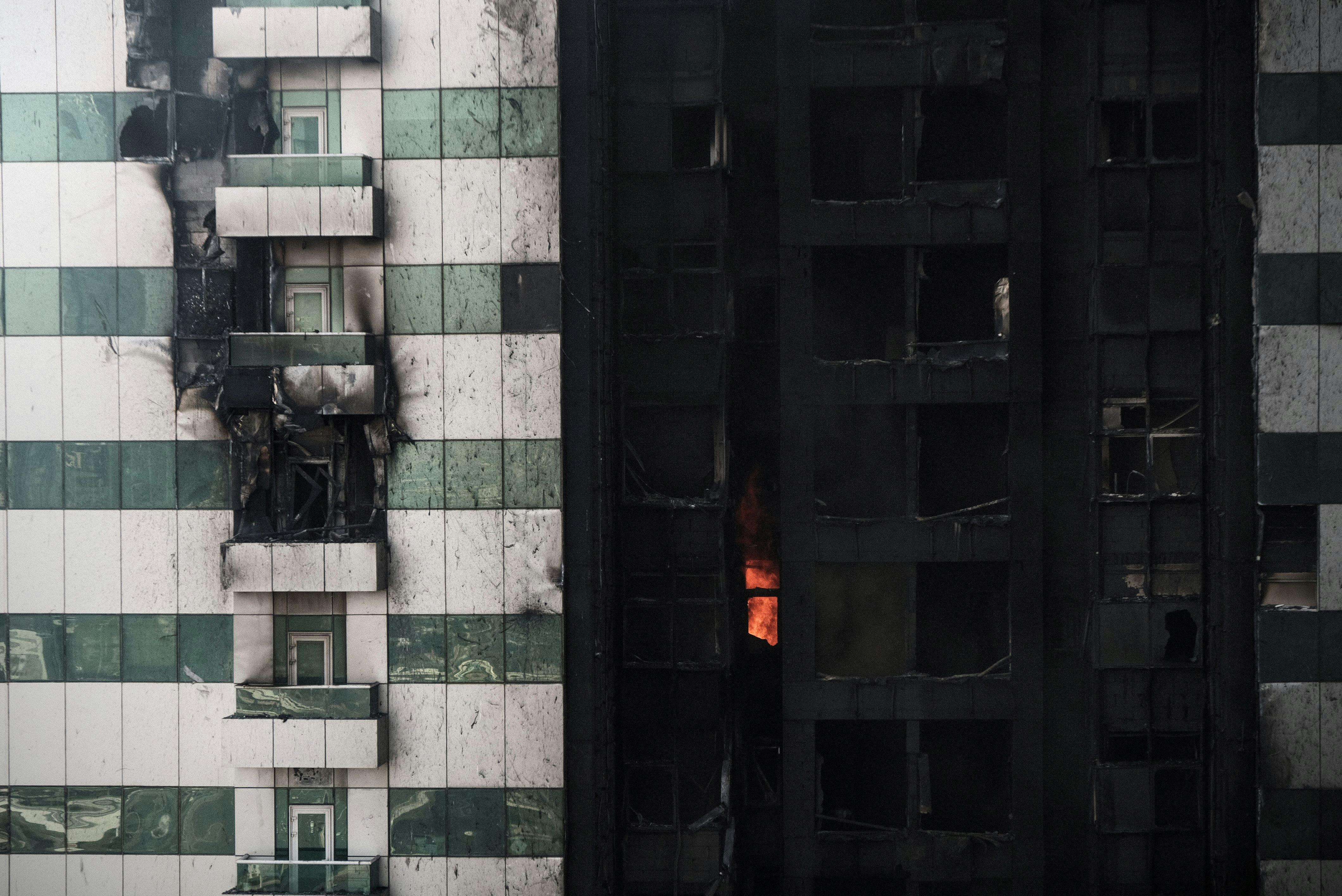 High-rise Building Fire Damaged Exterior · Free Stock Photo