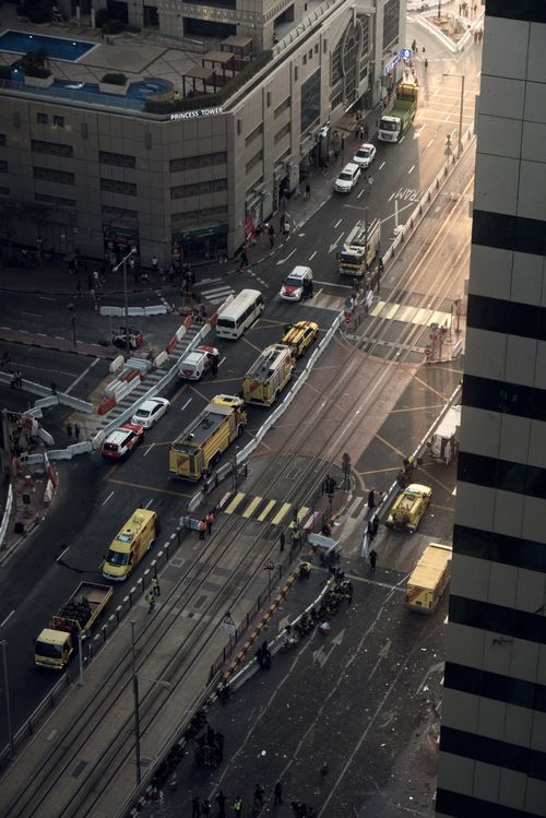 Aerial View of Emergency Response on Urban Street · Free Stock Photo