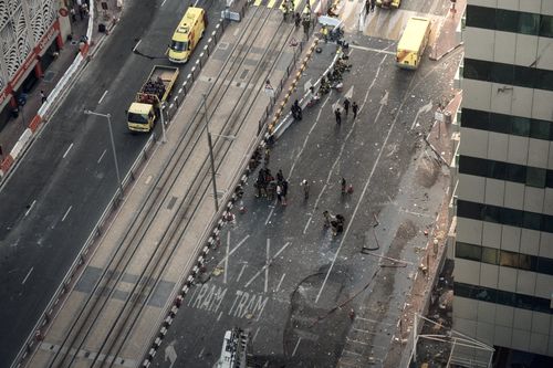 Aerial View of Emergency Response on Urban Street · Free Stock Photo