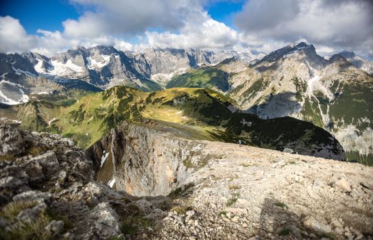 Breathtaking view of the rugged mountains in Eng, Tyrol, Austria, perfect for adventure enthusiasts.