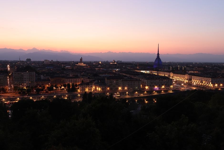 Turin - Scenic waterfront promenade at twilight