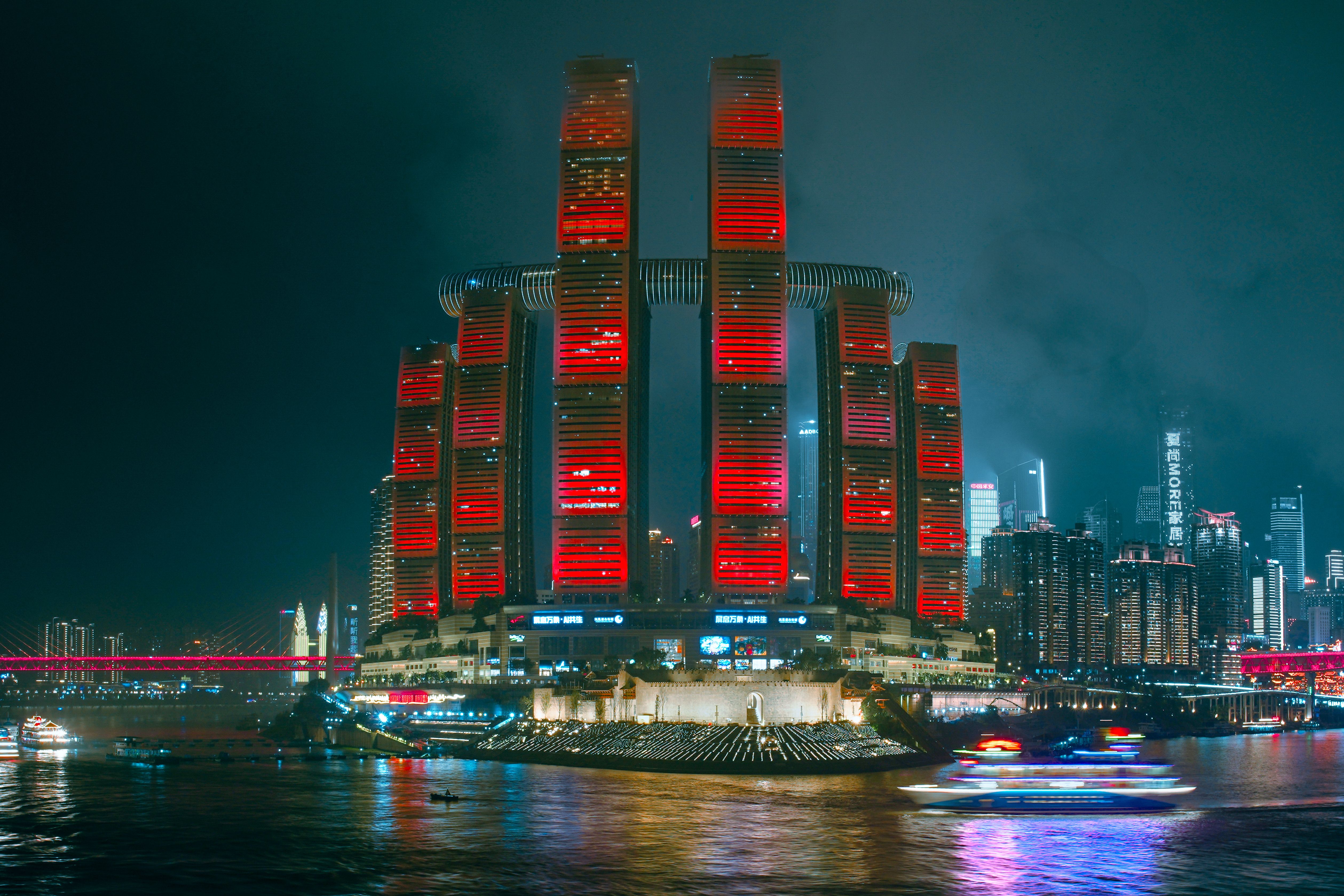 Futuristic Skyscrapers in Chongqing at Night · Free Stock Photo