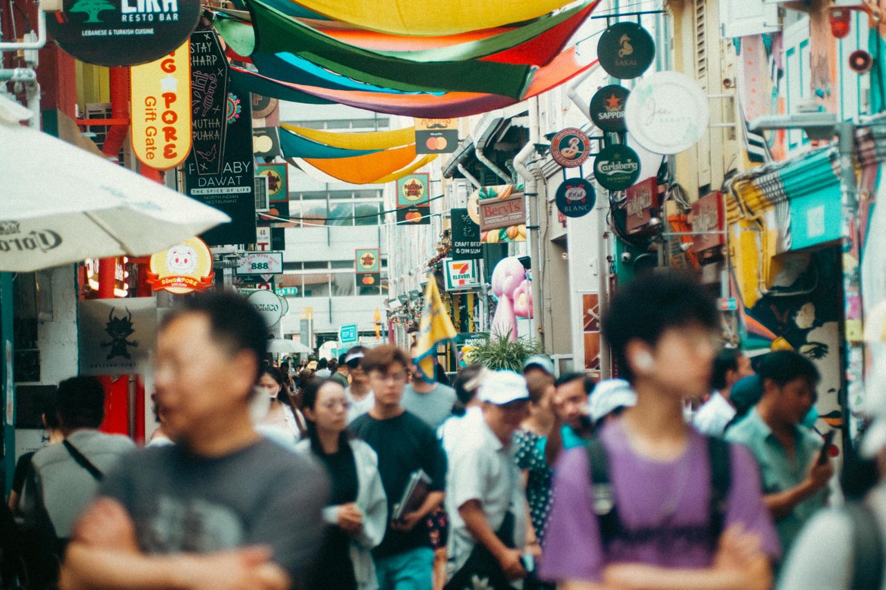 crowded and colorful street in haji lane singapore showcasing diverse