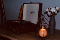 Cozy Still Life with Record Player and Candlelight