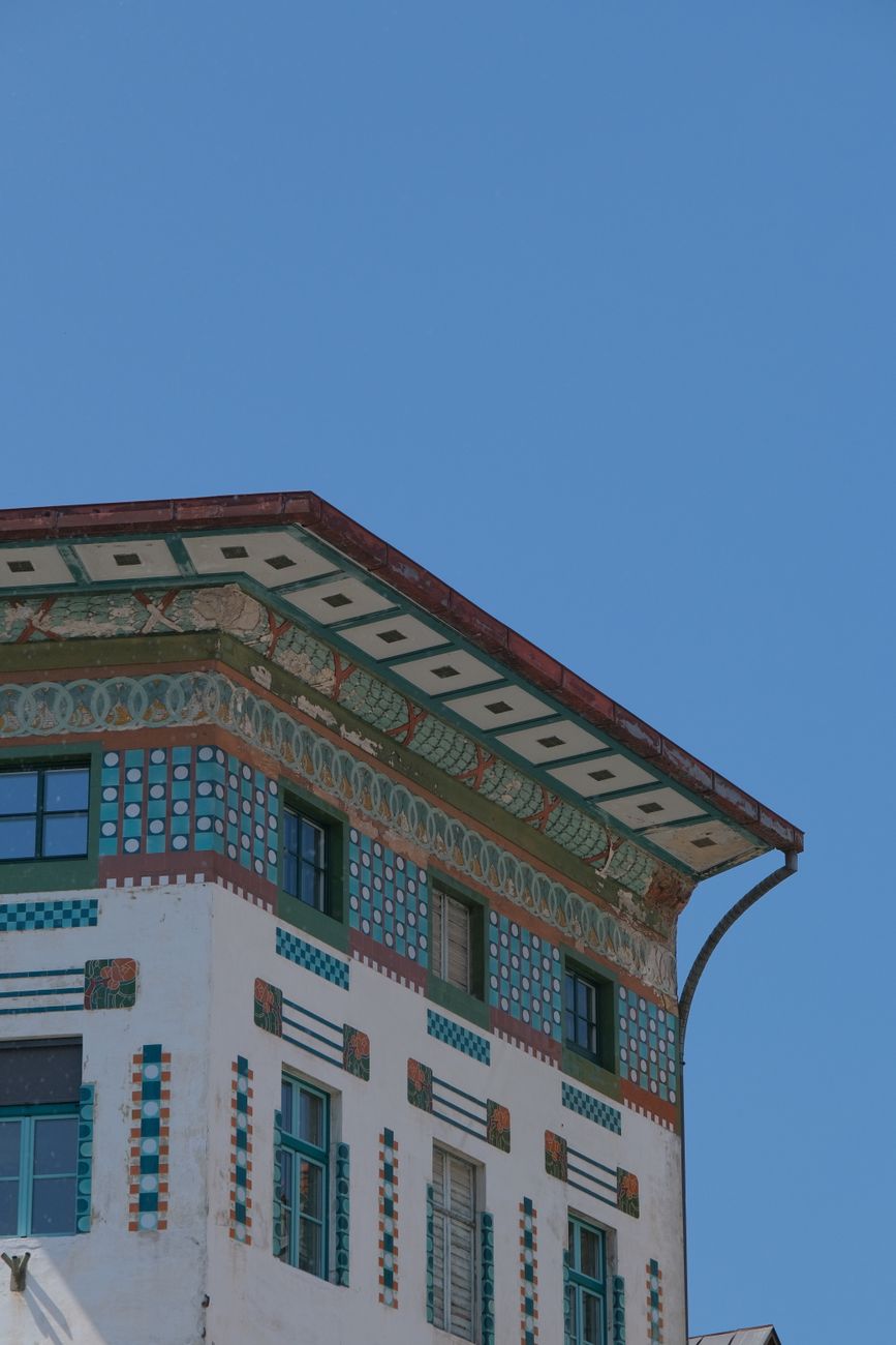 Detailed view of Art Nouveau building facade in Ljubljana, Slovenia.. detailed, view, nouveau