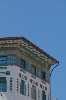Detailed view of Art Nouveau building facade in Ljubljana, Slovenia.. detailed, view, nouveau