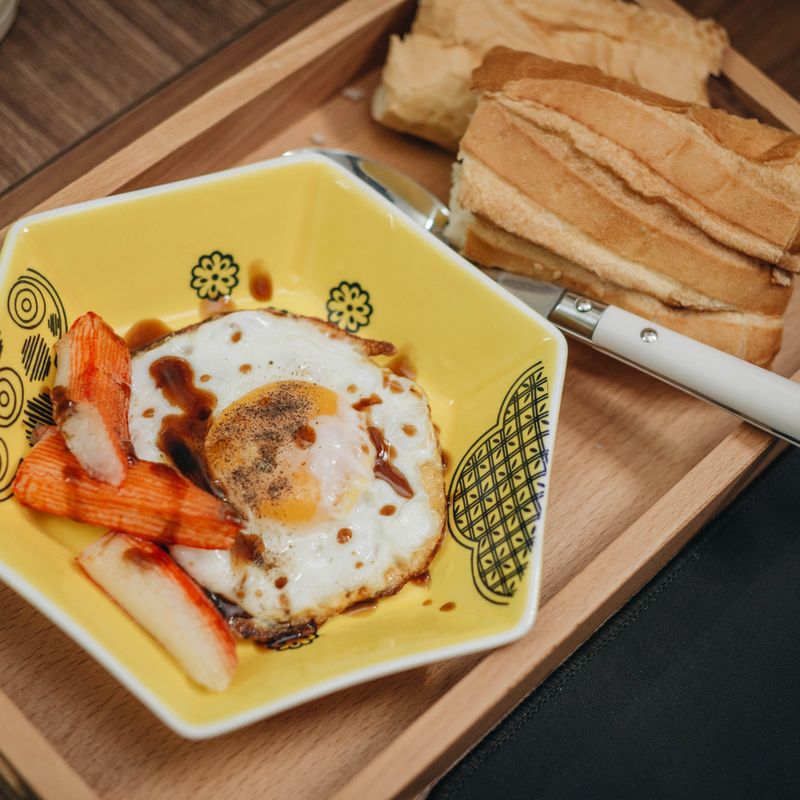 Vietnamese Bánh Mì Breakfast with Fried Egg and Cold Cuts