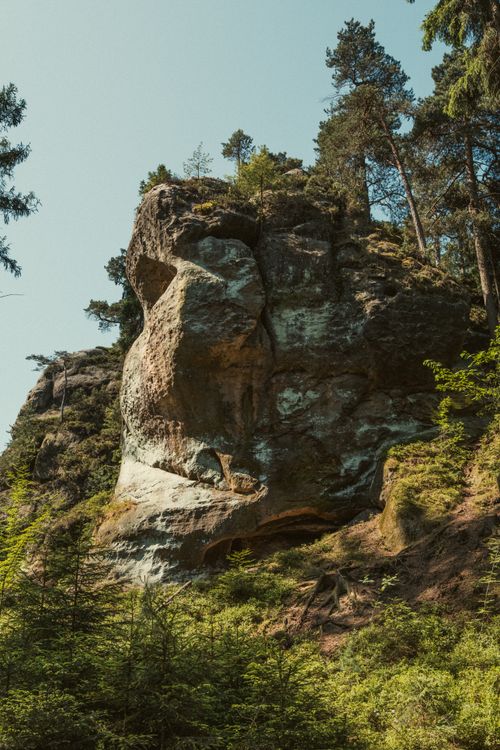 Free Explore the stunning sandstone cliffs of the Zittauer Mountains in Germany, an aerial view capturing nature's beauty. Stock Photo