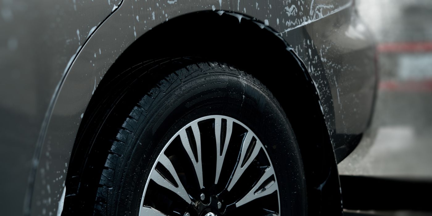 Close-up of a fully decontaminated wheel face